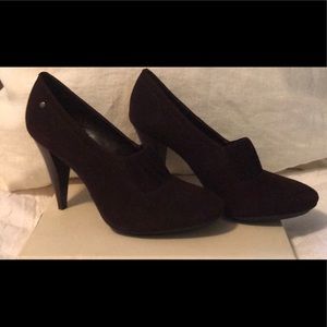Coach Adra Chocolate Brown Suede Booties